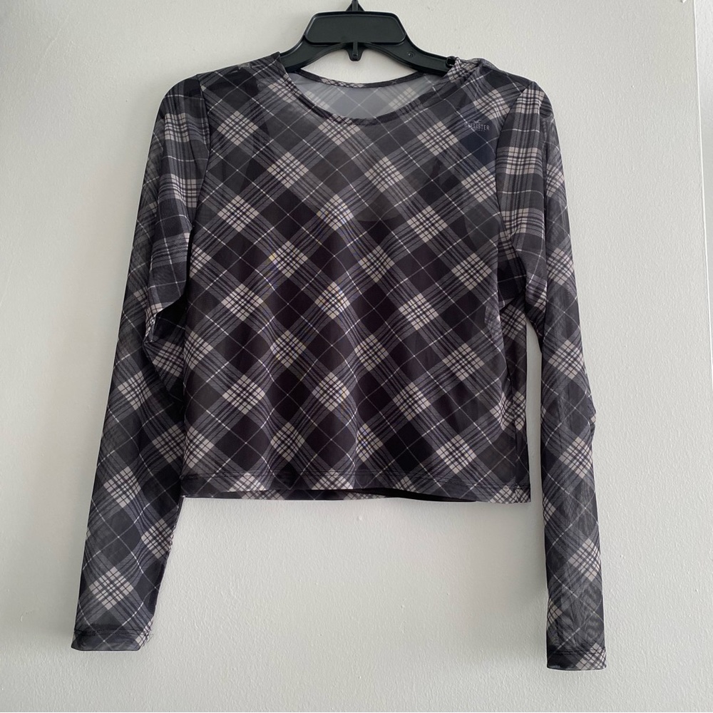 Hollister Cropped Mesh Long Sleeve Top